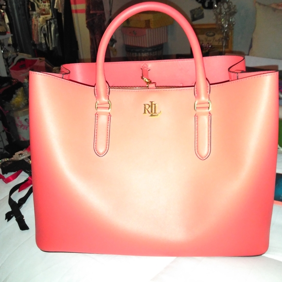 Bright Pinkish-Coral Ralph Lauren purse - Picture 1 of 5